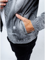 Pánska džínsová bunda GLANO - svetlo šedá