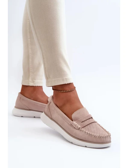 Sergio Leone Béžové semišové mokasíny na platforme Sergio Leone Béžové semišové mokasíny na platforme