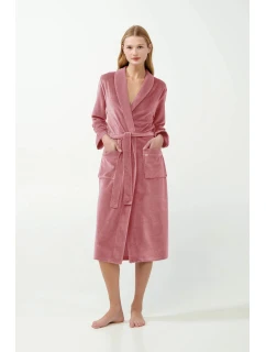 Dámský sametový župan model 21782935 Pudr růžová - Vamp