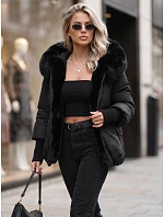 Dámska zimná bunda s kožušinou a kapucňou, čierna, FashionStreet TY5887 Dámska zimná bunda s kožušinou a kapucňou, čierna, FashionStreet TY5887