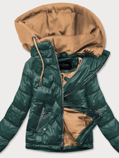 Zeleno / karamelová dímská bunda s kapucňou (BH2003)