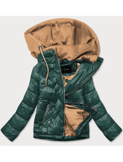Zeleno / karamelová dímská bunda s kapucňou (BH2003) Zeleno / karamelová dímská bunda s kapucňou (BH2003)