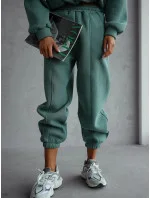 Zelený dámský bavlněný teplákový komplet s krátkou mikinou model 20905689 - Moon