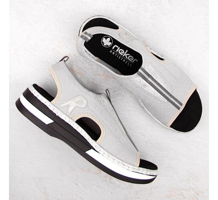 Pohodlné sandále Rieker W RKR686 metalic