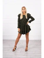 Šaty so zvislými volánmi khaki