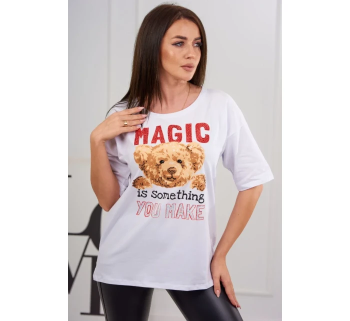 Kúzelná blúzka s potlačou biela