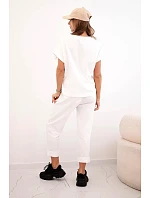 Bavlněný komplet halenka + kalhoty bílý