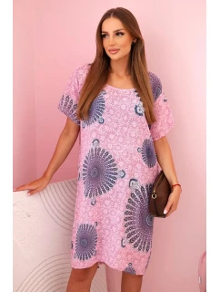 Dámské bavlněné šaty s model 21142758 vzorem světle růžová - K-Fashion