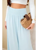 Dámske viskózové nohavice s elastickým pásom modré