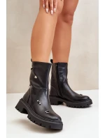 Botki Damskie Eko Skórzane Na Zamek Z Ozdobnymi Detalami Czarne Reritha Botki Damskie Eko Skórzane Na Zamek Z Ozdobnymi Detalami Czarne Reritha