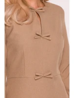 S413 Šaty s mašľami - béžové