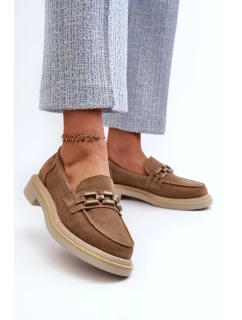 Dámske semišové mokasíny na podpätku s ozdobou D&A Brown