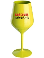 QUEEN OF ALL WINE - žltý nerozbitný pohár na víno 470 ml