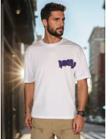 Pánske biele tričko s potlačou FashionStreet RX5644