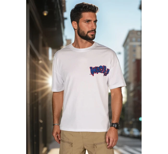 Pánske biele tričko s potlačou FashionStreet RX5644