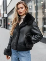 Dámská kožená bunda s kožešinou černá Dstreet model 22546848 - FashionStreet