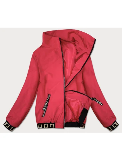 Krátka červená dámska bunda so stojačikom (B8016-4)