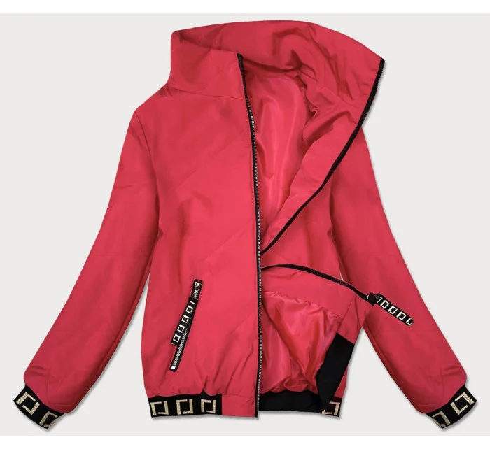 Krátka červená dámska bunda so stojačikom (B8016-4)