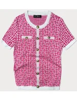 Dámska pletená blúzka vo fuchsiovej farbe s krátkymi rukávmi (009) Dámska pletená blúzka vo fuchsiovej farbe s krátkymi rukávmi (009)