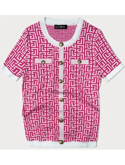 Dámska pletená blúzka vo fuchsiovej farbe s krátkymi rukávmi (009) Dámska pletená blúzka vo fuchsiovej farbe s krátkymi rukávmi (009)