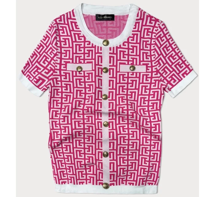 Dámska pletená blúzka vo fuchsiovej farbe s krátkymi rukávmi (009) Dámska pletená blúzka vo fuchsiovej farbe s krátkymi rukávmi (009)