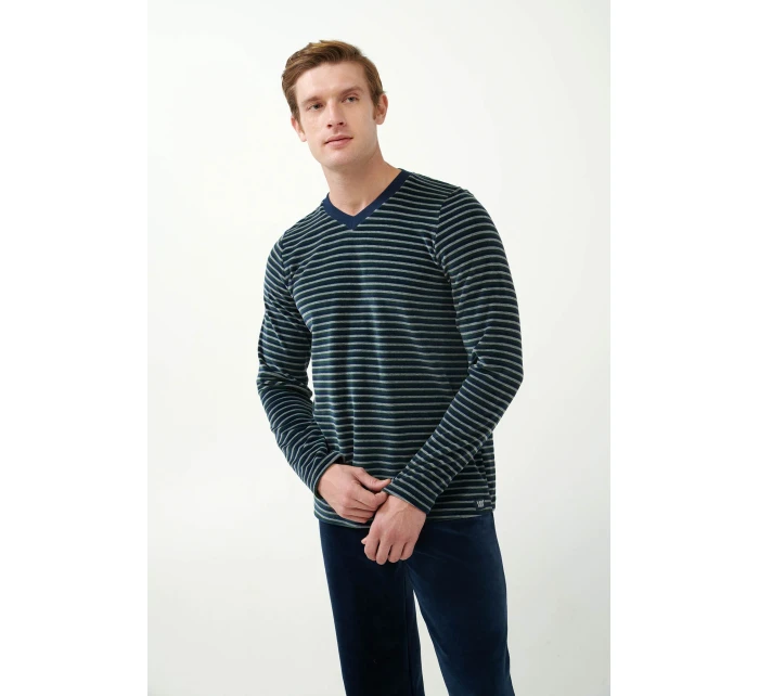 Sametové pruhované pyžamo model 20517127 - Vamp Sametové pruhované pyžamo model 20517127 - Vamp