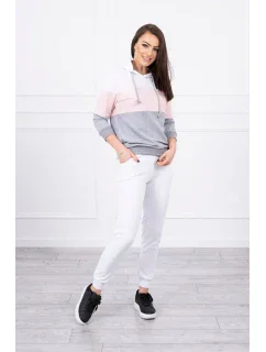 Farebná pruhovaná sada biela + púdrová ružová