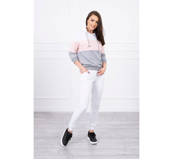 Farebná pruhovaná sada biela + púdrová ružová Farebná pruhovaná sada biela + púdrová ružová