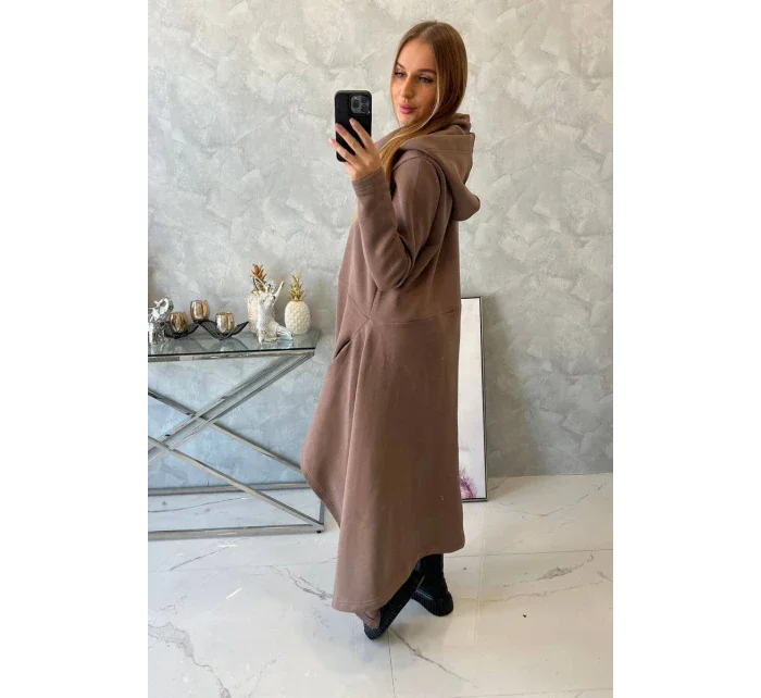 Zateplené šaty s dlhšími stranami mocca Zateplené šaty s dlhšími stranami mocca