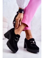 Eleganckie Półbuty Na Słupku Z Ciemną Ozdobą Czarne Lemar Harmell Eleganckie Półbuty Na Słupku Z Ciemną Ozdobą Czarne Lemar Harmell