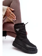 Śniegowce Damskie Na Grubej Podeszwie Czarne Lureta Śniegowce Damskie Na Grubej Podeszwie Czarne Lureta