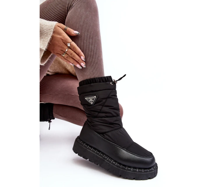 Śniegowce Damskie Na Grubej Podeszwie Czarne Lureta Śniegowce Damskie Na Grubej Podeszwie Czarne Lureta