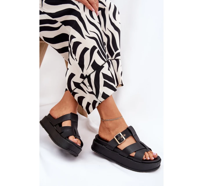 Dámské Pantofle Na Platformě S Pásky A Černé model 21687559 - Boto