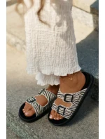 Zamszowe Klapki Damskie Z Klamrami D.Franklin DFSH405002 Zebra