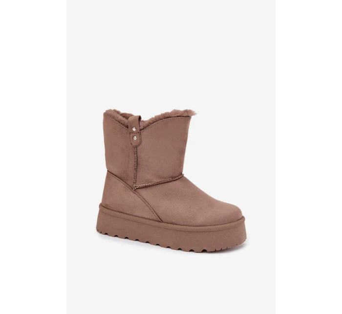Damskie Śniegowce Na Platformie Z Futerkiem Ciemnobeżowe Evelira Damskie Śniegowce Na Platformie Z Futerkiem Ciemnobeżowe Evelira