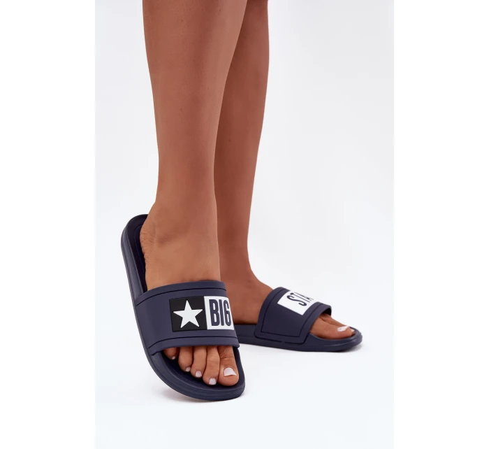 Damskie Klapki Big Star DD274A265 Granatowo-Białe Damskie Klapki Big Star DD274A265 Granatowo-Białe
