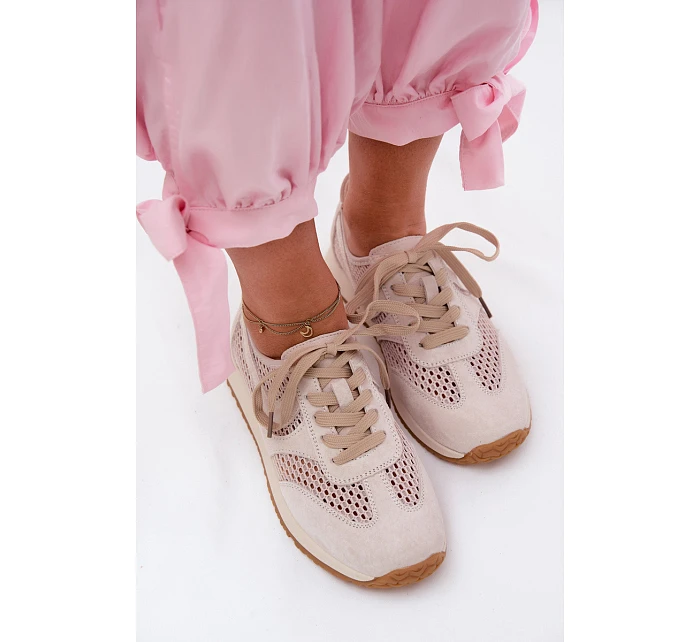 Dámské síťované tenisky z semiše světle béžové model 22123261 - EVENTO