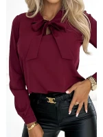 Dámska blúzka s viazaním 140-23 bordová - Numoco Dámska blúzka s viazaním 140-23 bordová - Numoco