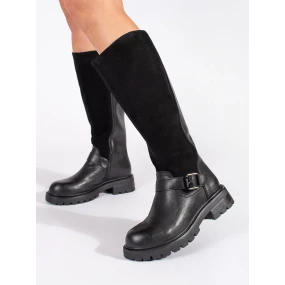 Dámske dizajnové čierne topánky na platforme