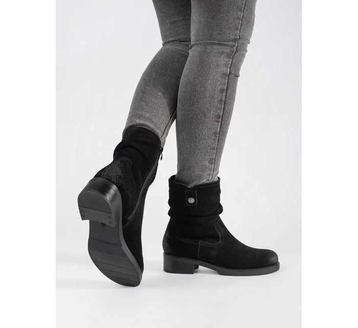 Krásné dámské  kotníčkové boty černé Obcas