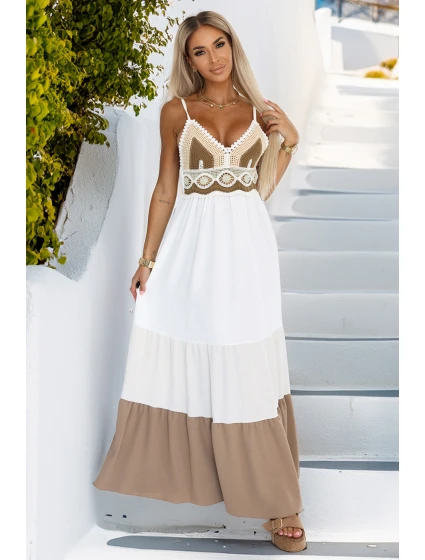 Dlouhé šaty bez ramínek s boho model 21212552 - numoco basic Dlouhé šaty bez ramínek s boho model 21212552 - numoco basic