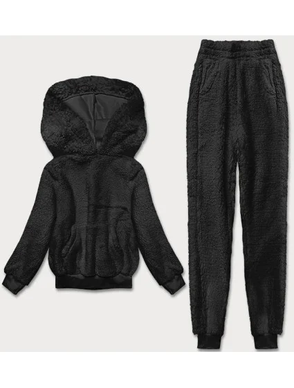 Teplý čierny teplákový dámsky komplet (YP-1104)