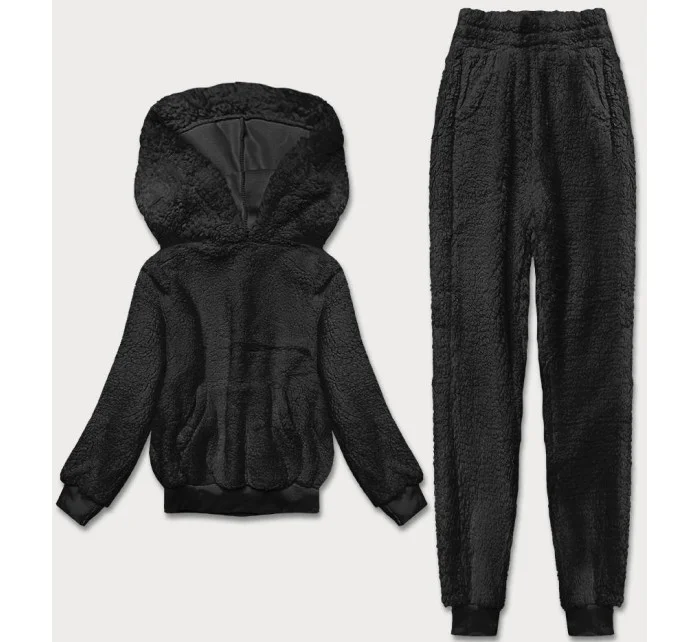Teplý čierny teplákový dámsky komplet (YP-1104)