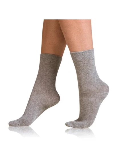 Dámské bavlněné ponožky s model 18863081 lemem COTTON COMFORT SOCKS  šedý melír - Bellinda
