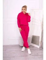 Fuchsiová otepľovacia súprava s mikinou uviazanou dole