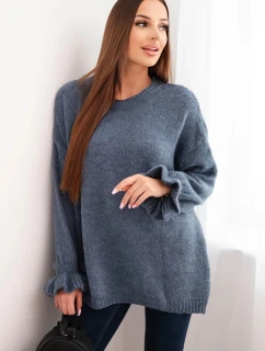 Dámský svetr s přídavkem mohairu a vlny volného střihu model 21764751 - K-Fashion