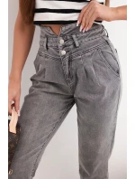 Dámské džíny s dvojitým zapínáním grafitové model 21951843 - K-Fashion