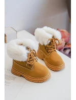 Dziecięce Trapery Botki Na Suwak z Futerkiem Camel Gerande