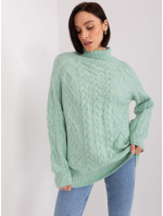Dámsky káblový sveter s mätou