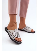 Lesklé dámske ploché papuče so strieborným lemovaním Ebirena Lesklé dámske ploché papuče so strieborným lemovaním Ebirena